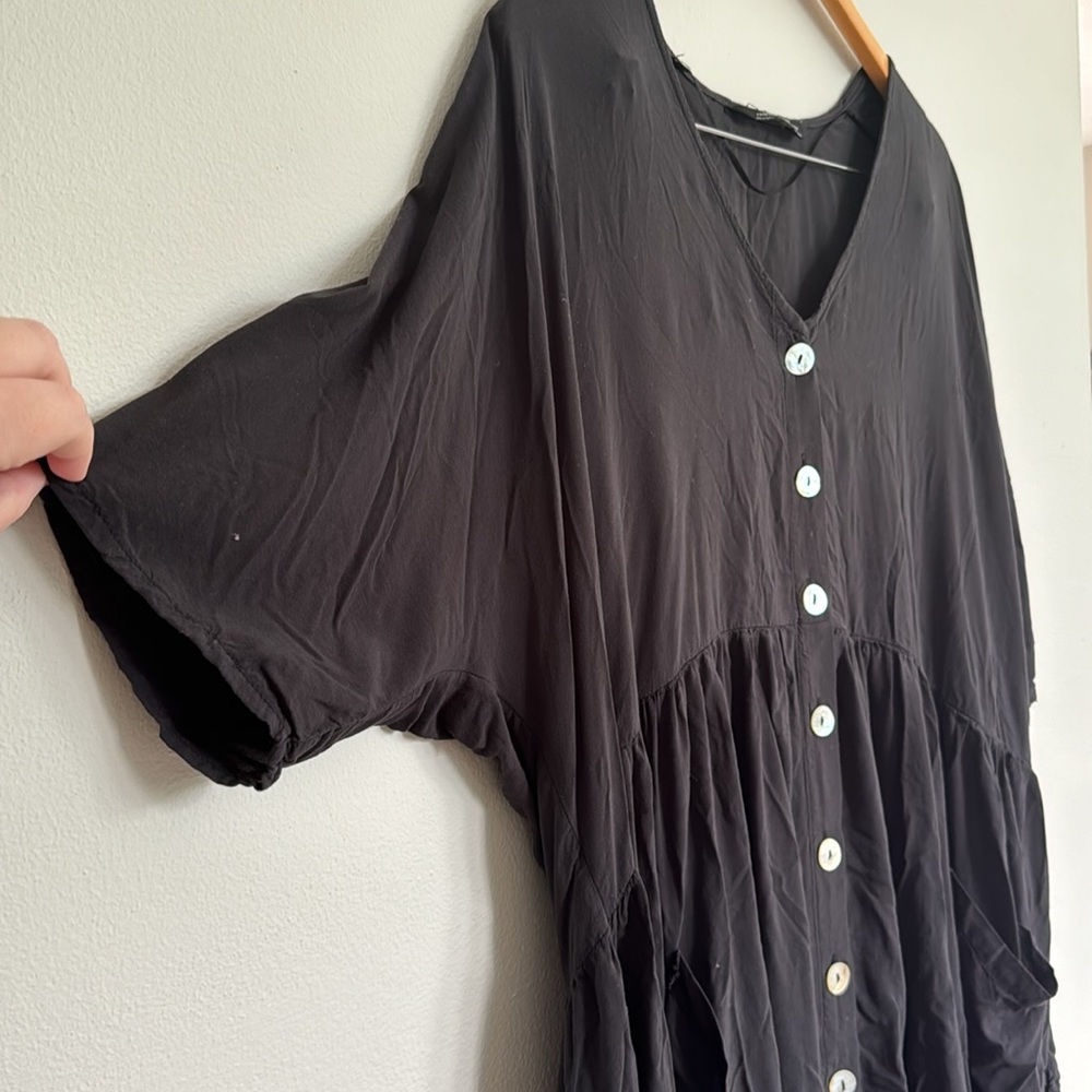 COPY - Zara Oversized Button Down Tunic V Neck Black - Picture 3 of 7